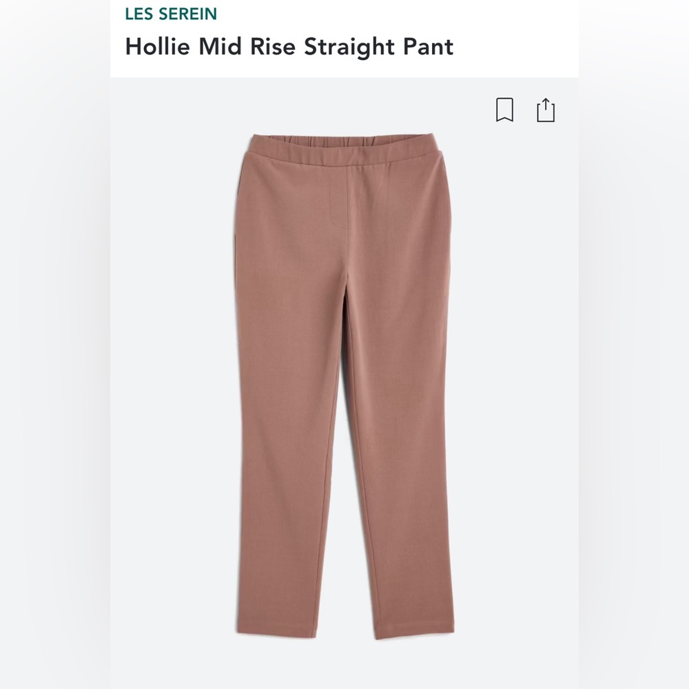 NWT Les Serein brown pull on straight pant, Large Petite